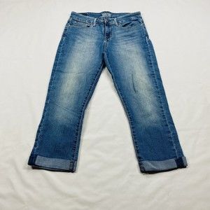 Signature Levis Jeans Womens Size 8 Capri Rolled Cuff Medium Wash Faded Stretch